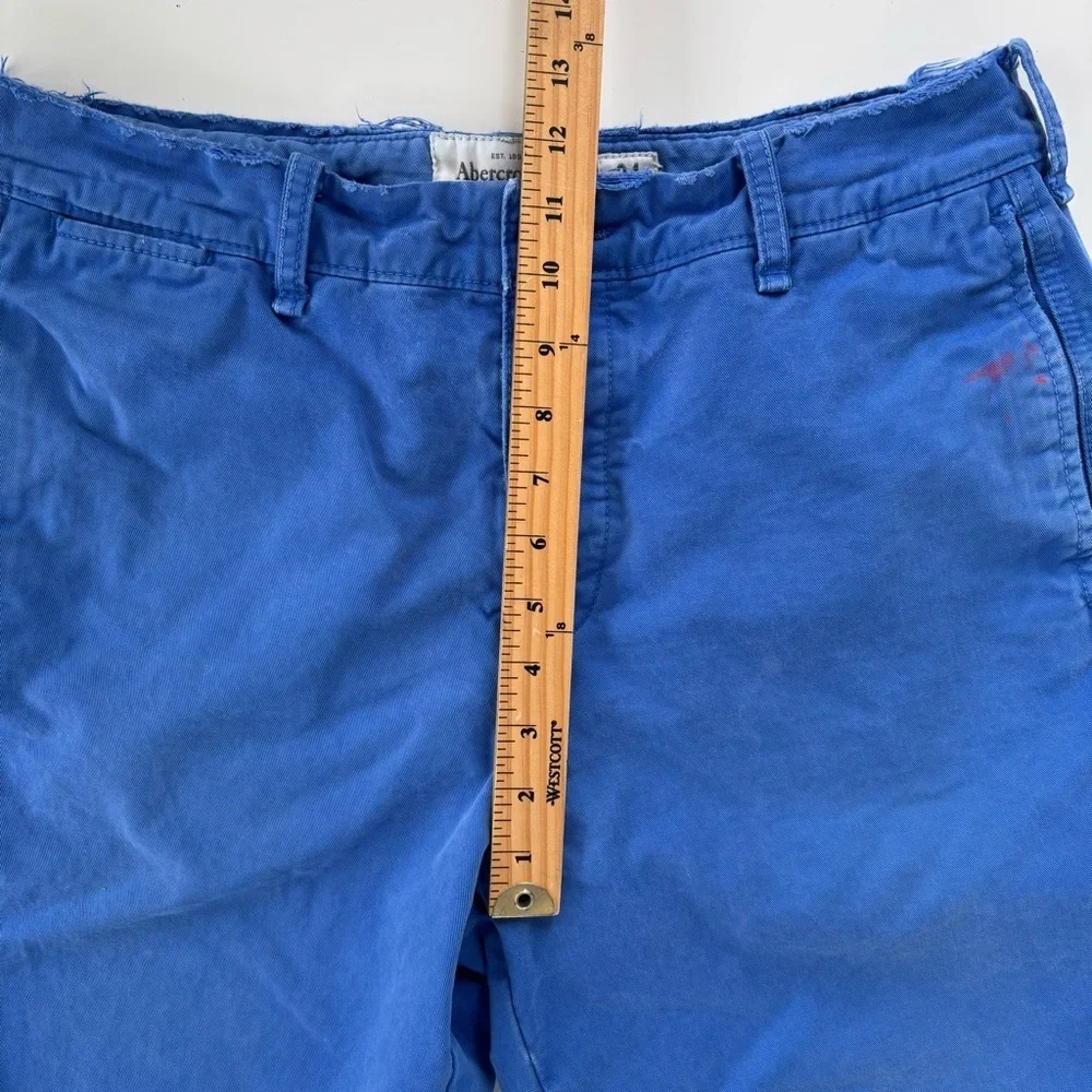 Abercrombie & Fitch Men's Bright Blue Khaki Preppy Button Fly Shorts Size 34